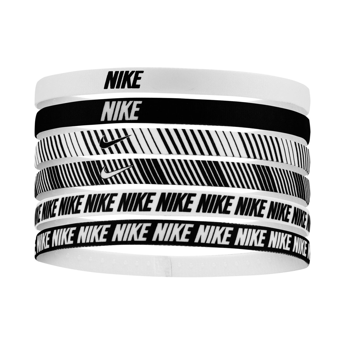 Nike Nike Flex Classic Printed Čelenka 6ks Balení-Bílá,Černá Nike Nike Flex Classic Printed Čelenka 6ks Balení-Bílá,Černá