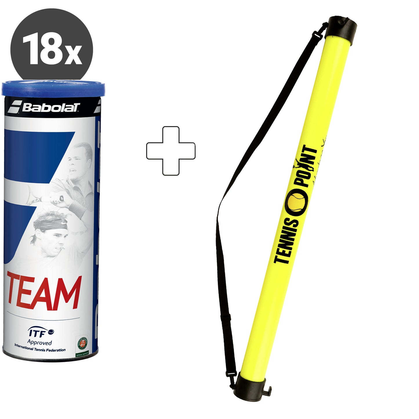 Babolat 18 x 4ks v dóze Team Navíc tuba na sbírání míčů Babolat 18 x 4ks v dóze Team Navíc tuba na sbírání míčů
