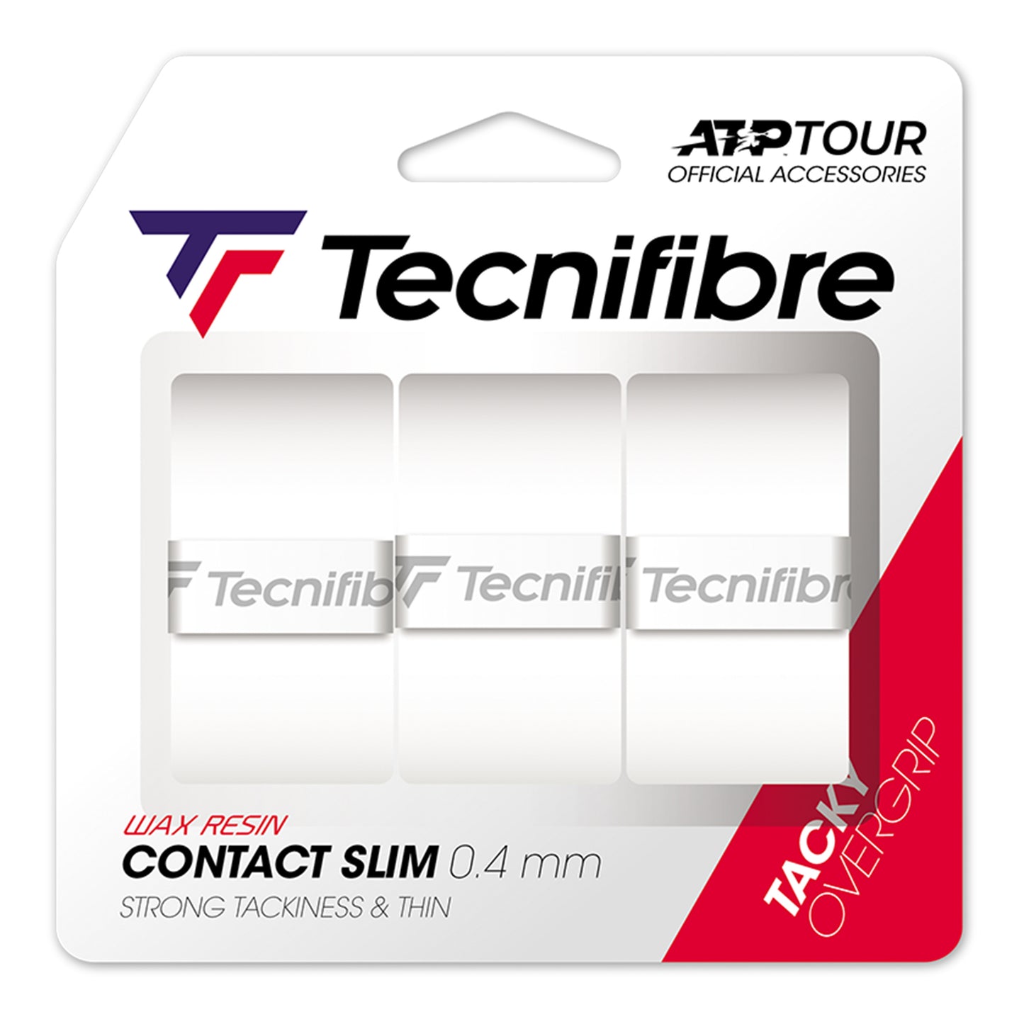 Tecnifibre Contact Slim 3er 3ks V Baleni-Bílá Tecnifibre Contact Slim 3er 3ks V Baleni-Bílá