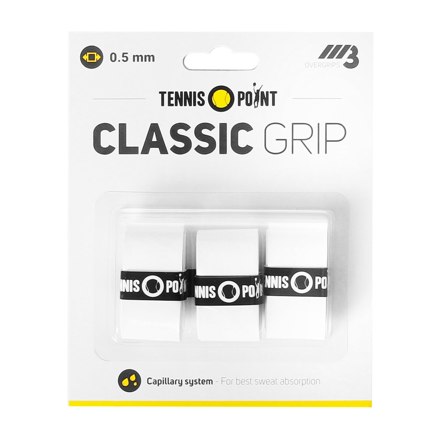 Tennis-Point Classic Grip 3ks v baleni - bílá Tennis-Point Classic Grip 3ks v baleni - bílá