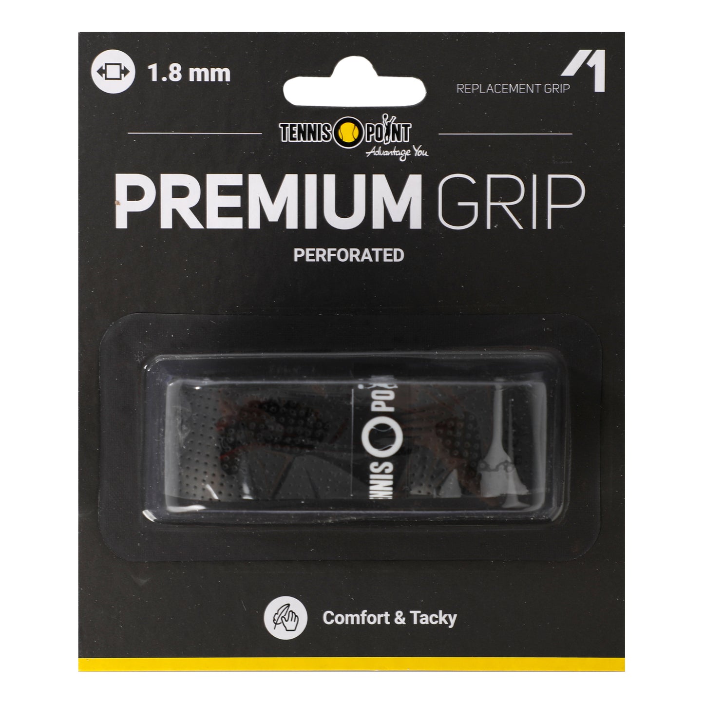 Tennis-Point Premium Grip Perforated 1ks V Balení-Černá Tennis-Point Premium Grip Perforated 1ks V Balení-Černá