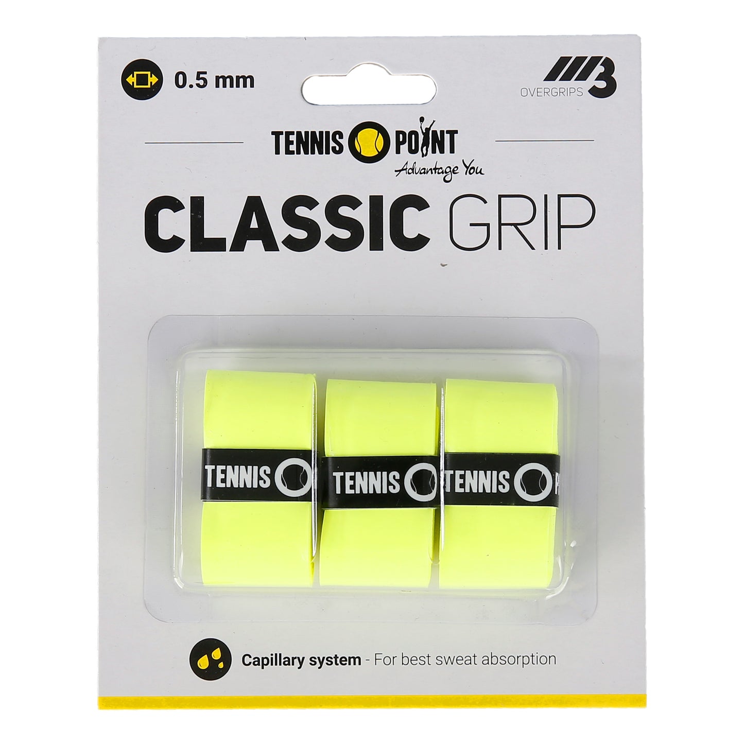 Tennis-Point Classic Grip 3ks v baleni - žlutá Tennis-Point Classic Grip 3ks v baleni - žlutá