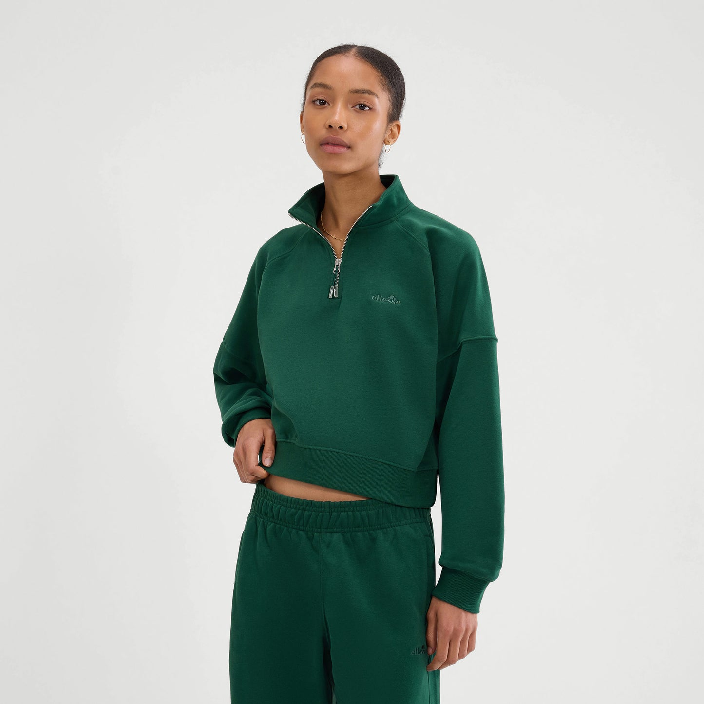 Ellesse Carrera 1/4 Zip Mikina Dámy - tmavě zelená