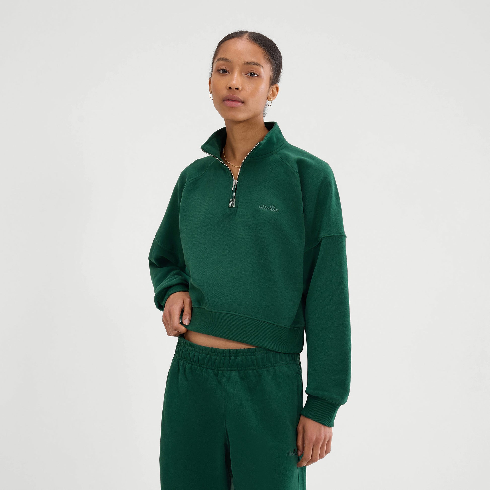 Ellesse Carrera 1/4 Zip Mikina Dámy - tmavě zelená