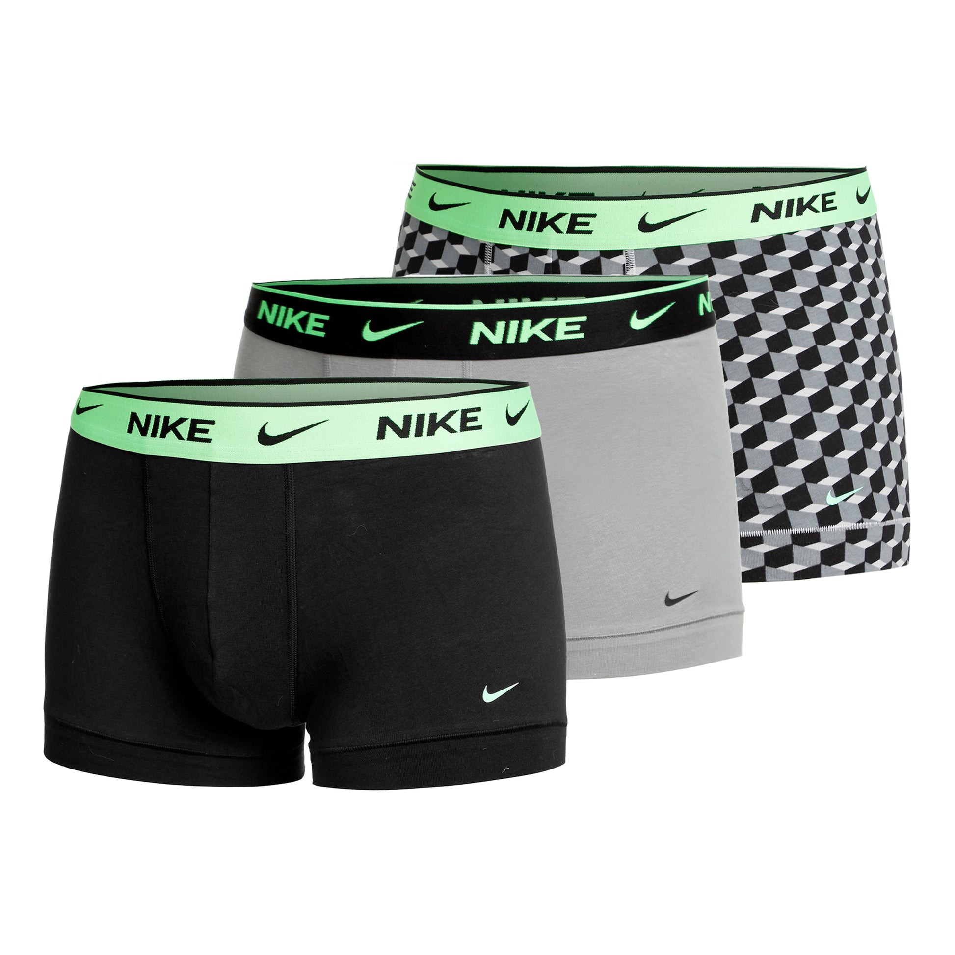 Nike Everyday Cotton Stretch Trunk Trenýrky 3ks V Baleni Muži-Šedá,Neonově Zelená