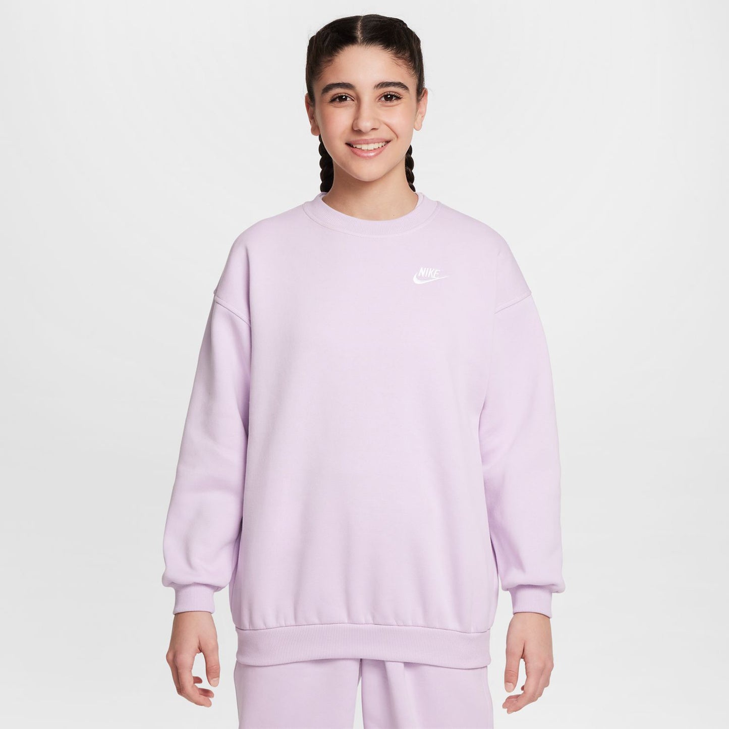 Nike Sportswear Club Fleece Oversized Crew Mikina Dívky-Šeříková