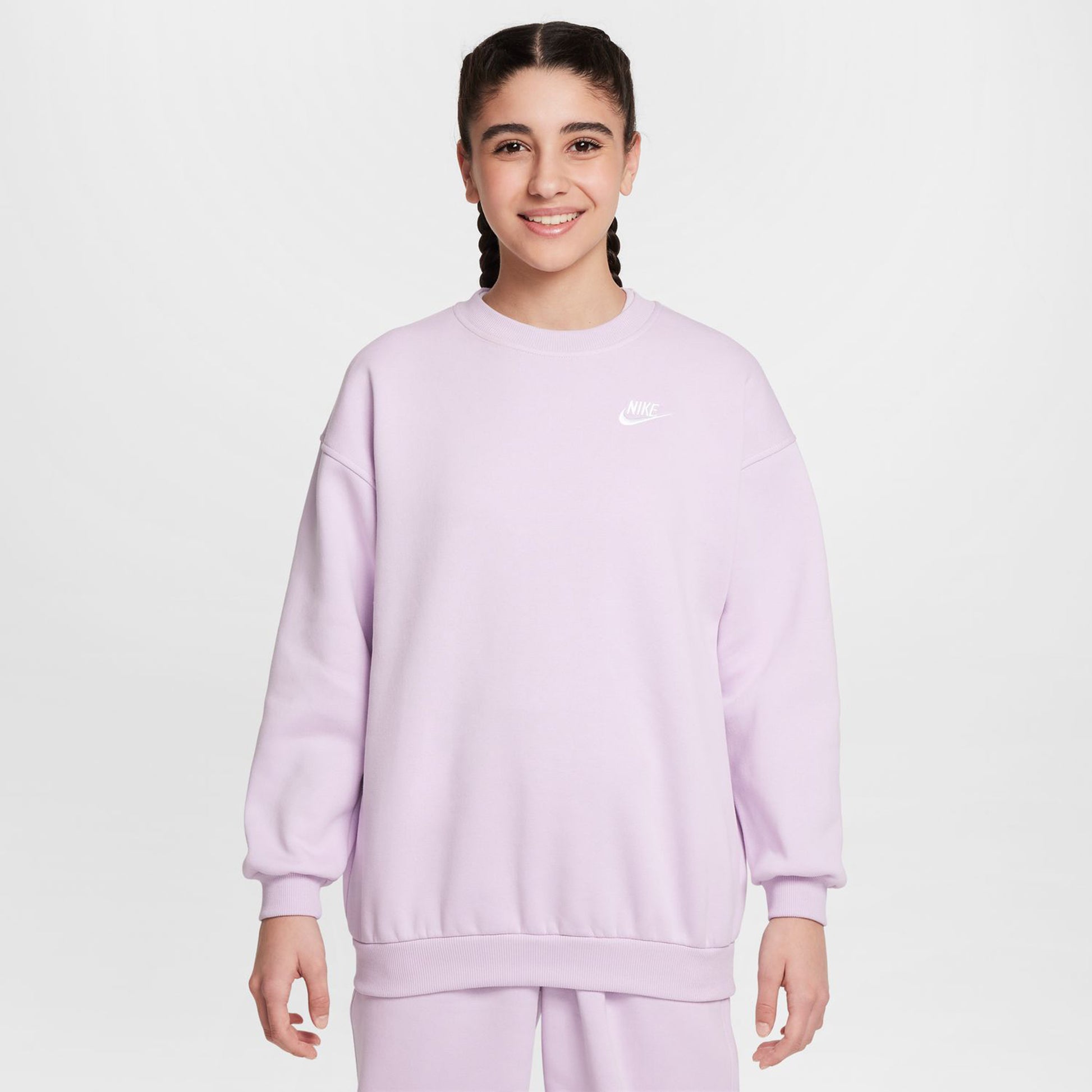 Nike Sportswear Club Fleece Oversized Crew Mikina Dívky-Šeříková