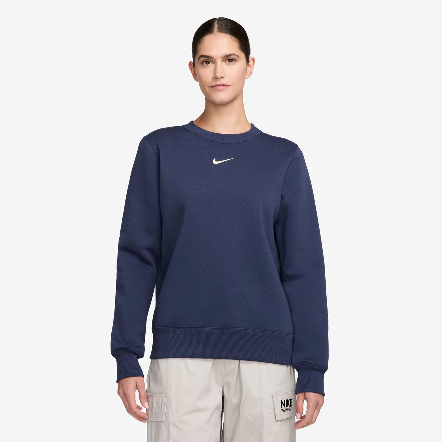 Nike Phoenix Fleece Crew Mikina Dámy-Tmavě Modrá,Krémová