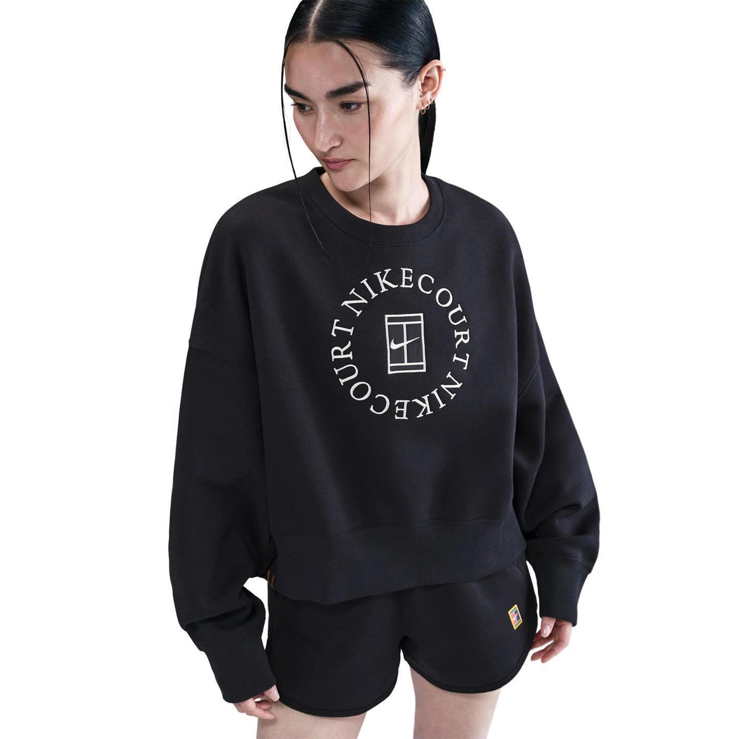 Nike Court Phoenix Over-Oversized Crew Heritage Mikina Dámy-Černá