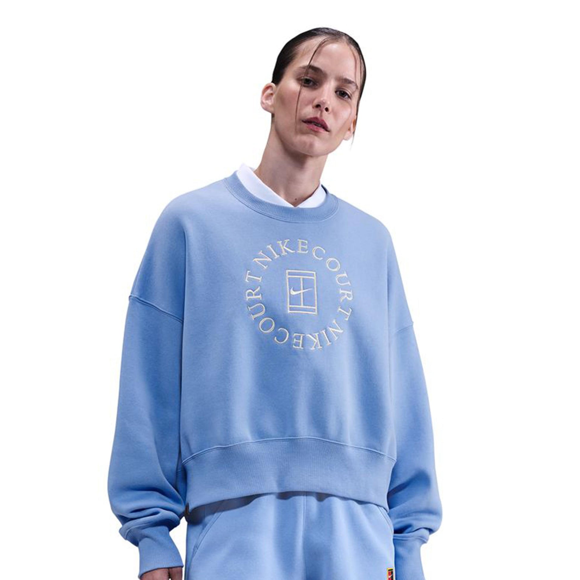 Nike Court Phoenix Over-Oversized Crew Heritage Mikina Dámy-Modrá