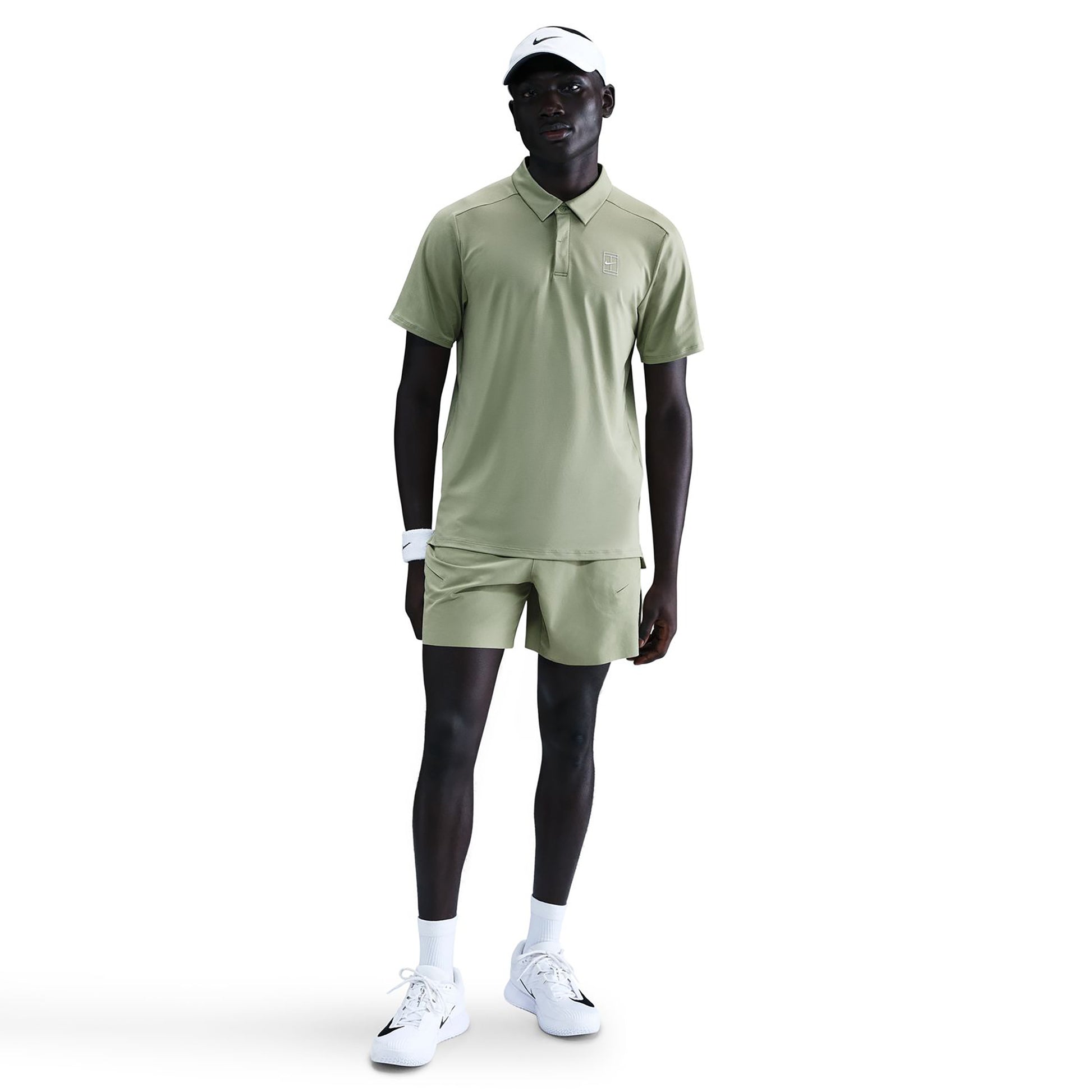 Nike Court Dri-FIT Advantage Pólo Muži - olivová, bílá