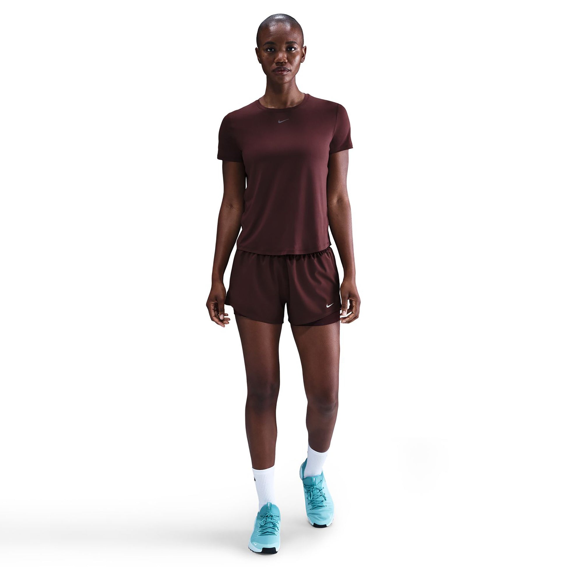 Nike Dri-Fit One Mid Rise 2in1 3in Šortky Dámy - tmavě červená, stříbrná