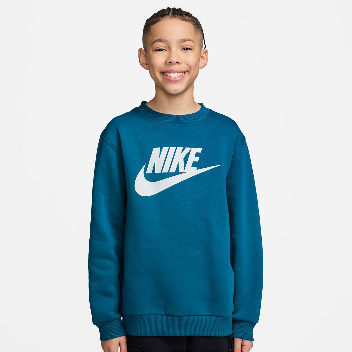 Nike Club Fleece Crew Mikina Děti - modrá, bílá
