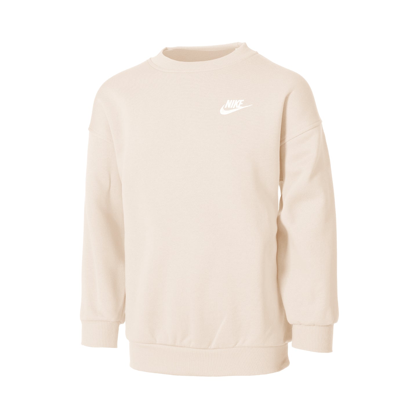Nike Club Fleece Oversized Crew Mikina Dívky-Béžová,Bílá