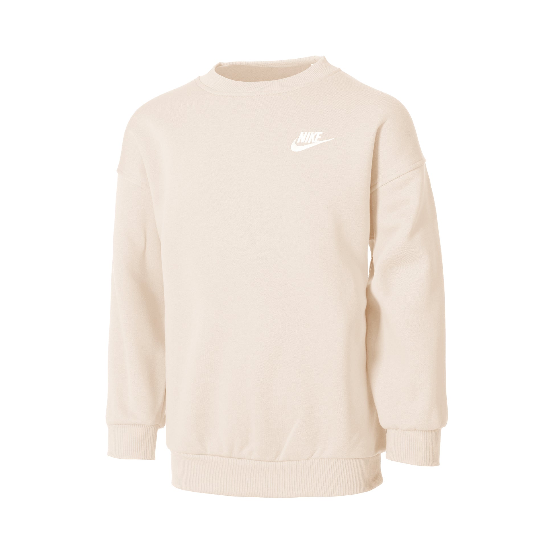 Nike Club Fleece Oversized Crew Mikina Dívky-Béžová,Bílá