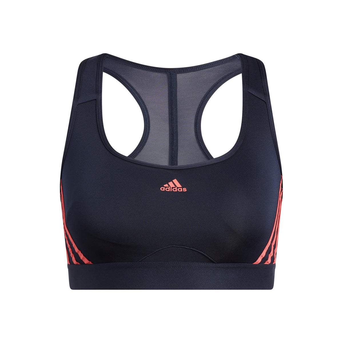 adidas 3Stripes Mid Stripes Brushed Sportovní podprsenka Dámy - tmavě modrá, růžová