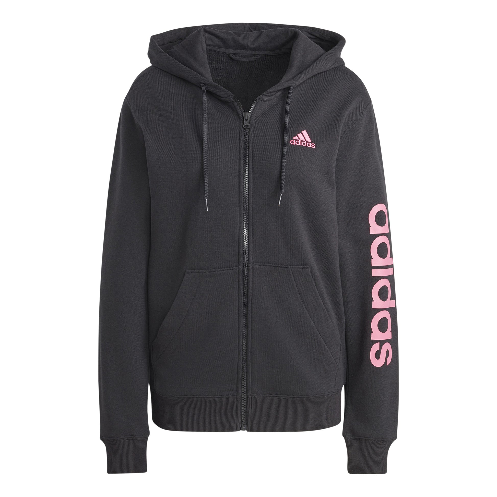 adidas Linear French terry Full Zip Mikina s kapucí Dámy - černá, růžová