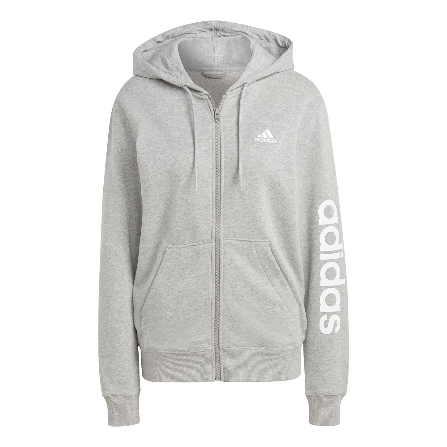 adidas Linear French terry Full Zip Mikina s kapucí Dámy - světle šedá, bílá
