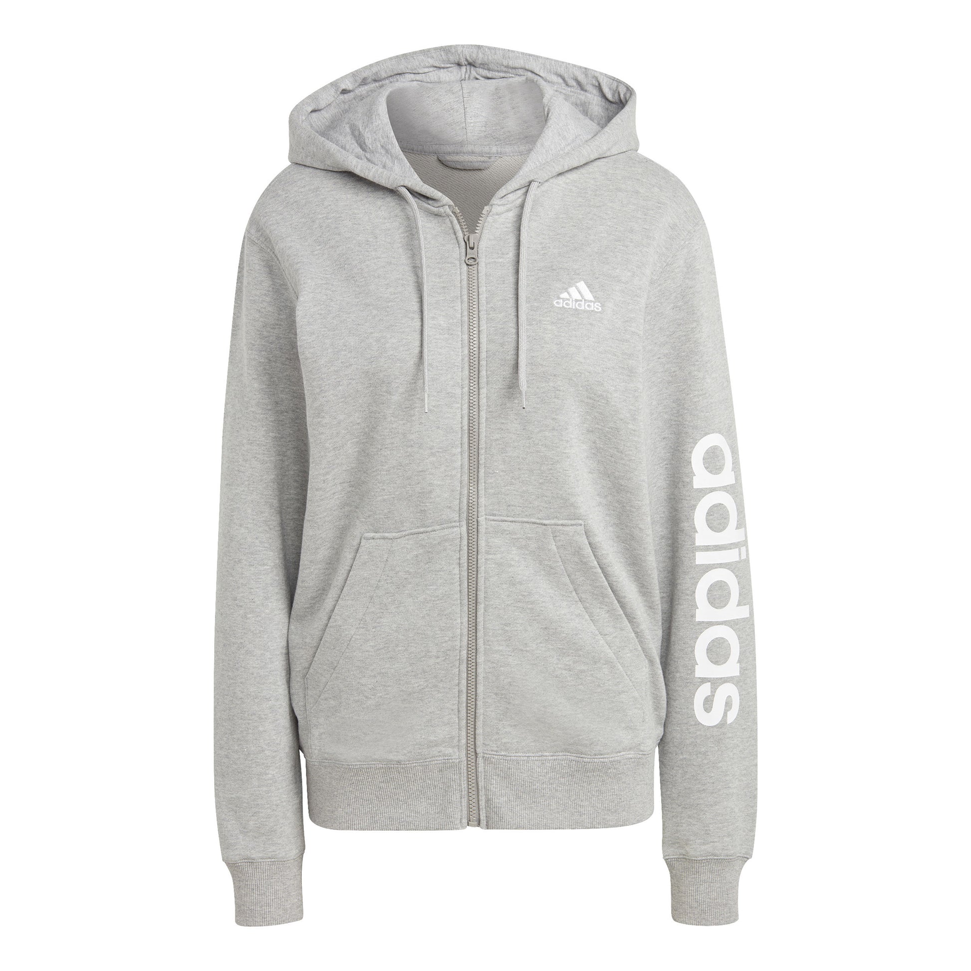 adidas Linear French terry Full Zip Mikina s kapucí Dámy - světle šedá, bílá