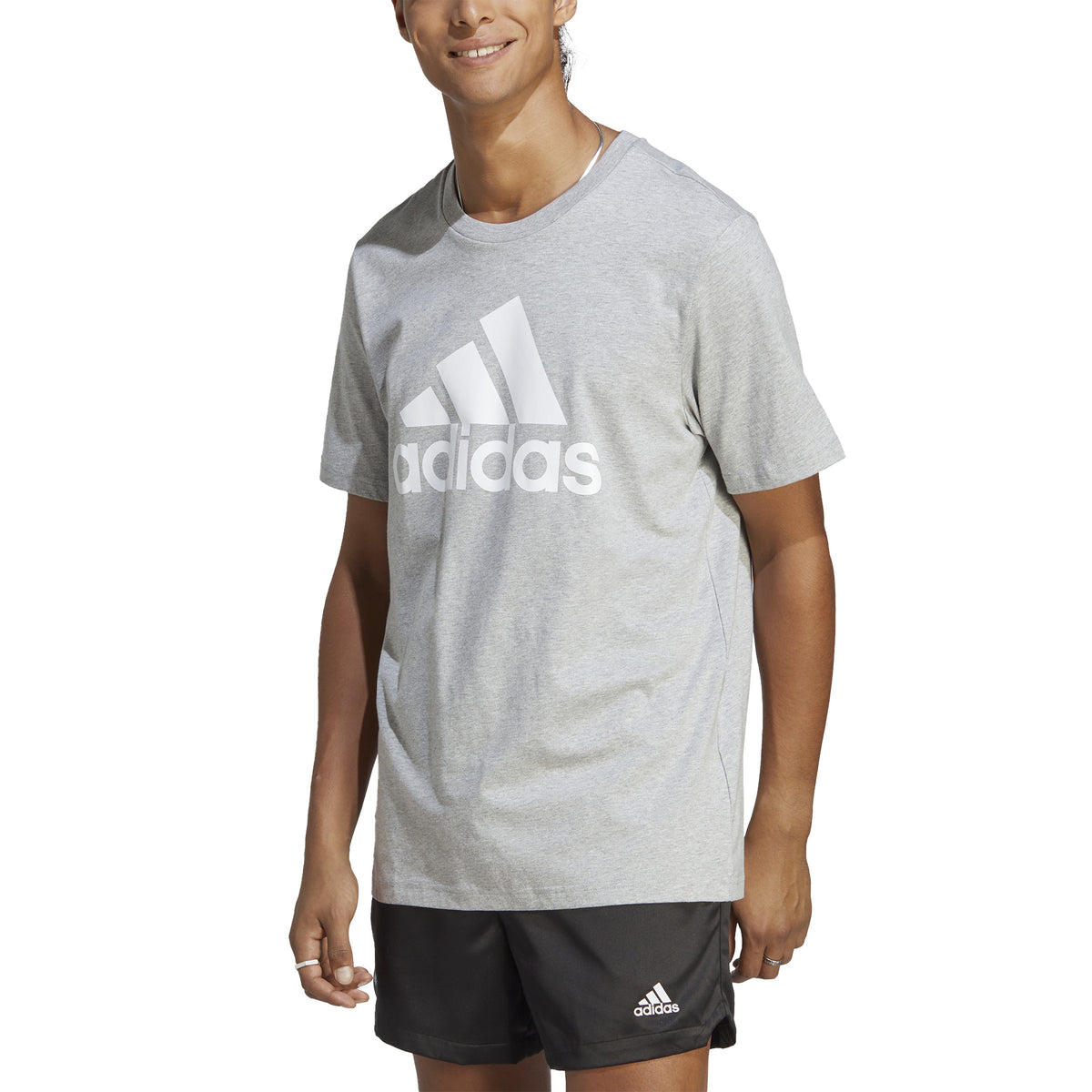 adidas Big Logo Single Jersey Tričko Muži - světle šedá, bílá