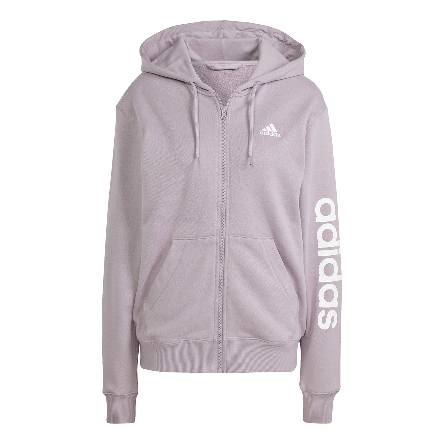 adidas Linear French terry Full Zip Mikina s kapucí Dámy - šeříková, bílá