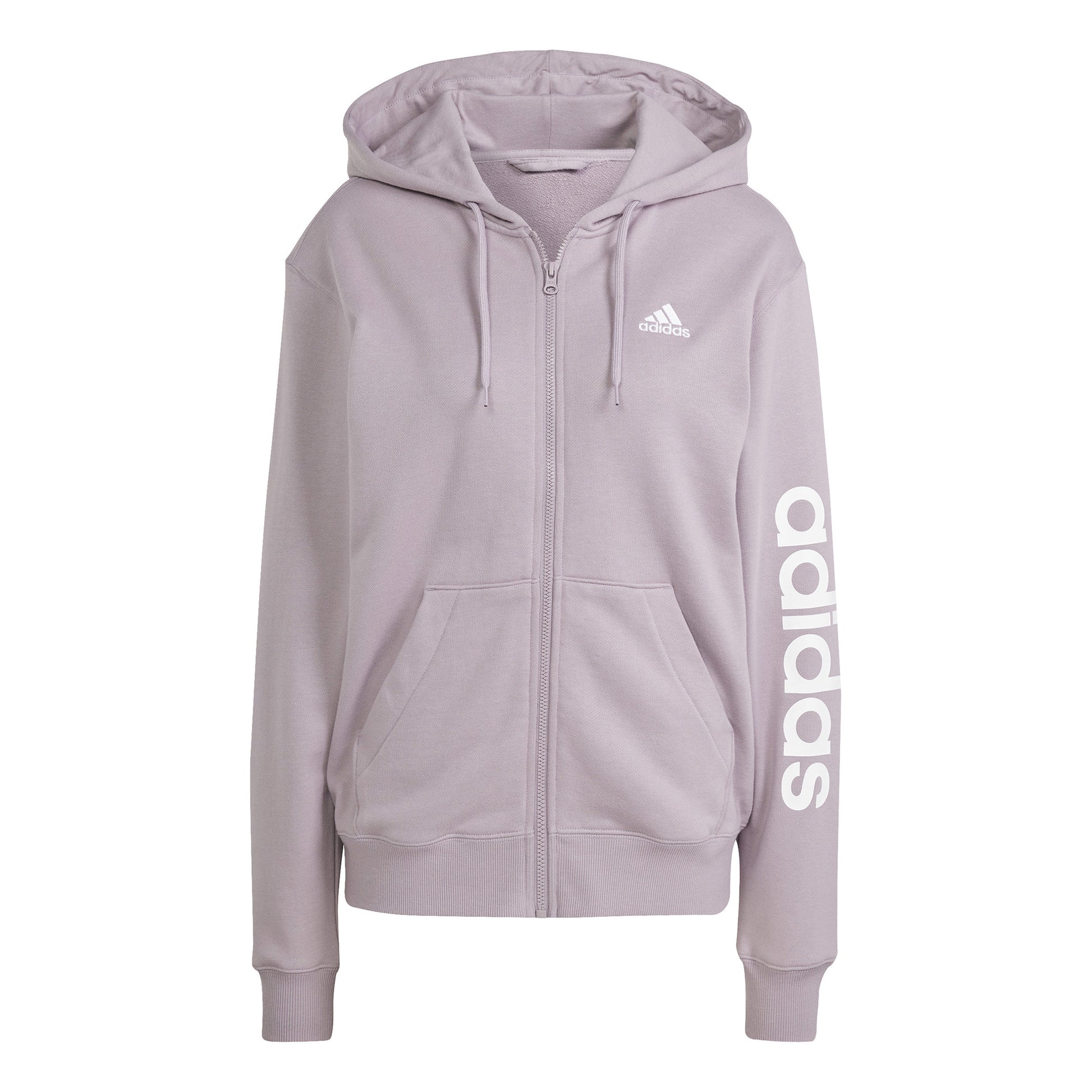 adidas Linear French terry Full Zip Mikina s kapucí Dámy - šeříková, bílá
