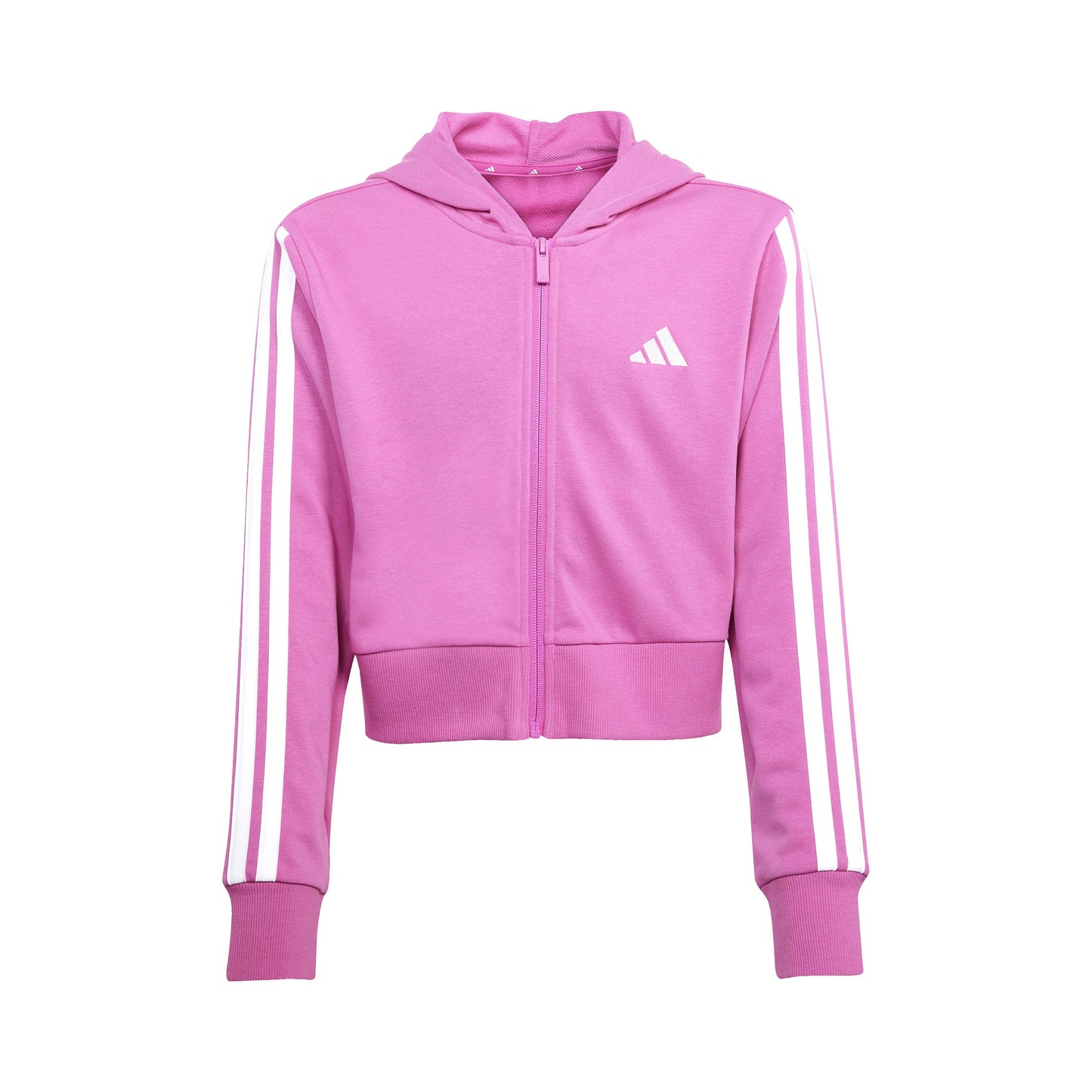 adidas 3Stripes Mikina S Kapucí Děti-Růžová,Bílá