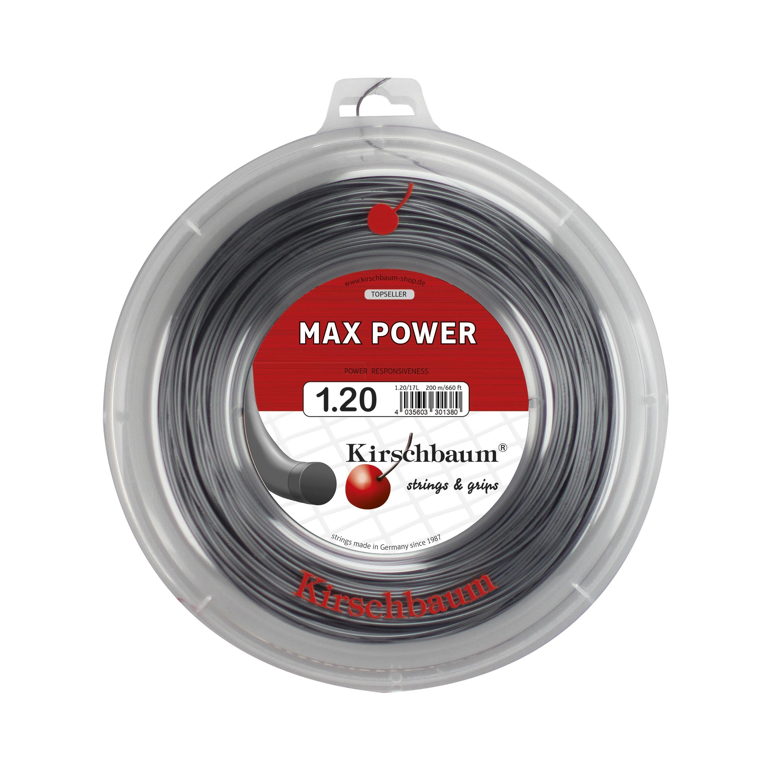 Kirschbaum Max Power Výplet-Role 200m-Antrazitová