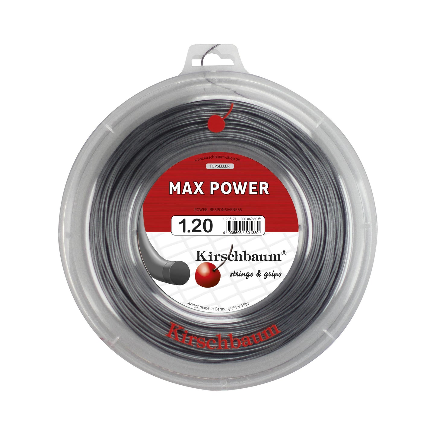 Kirschbaum Max Power Výplet-Role 200m-Antrazitová