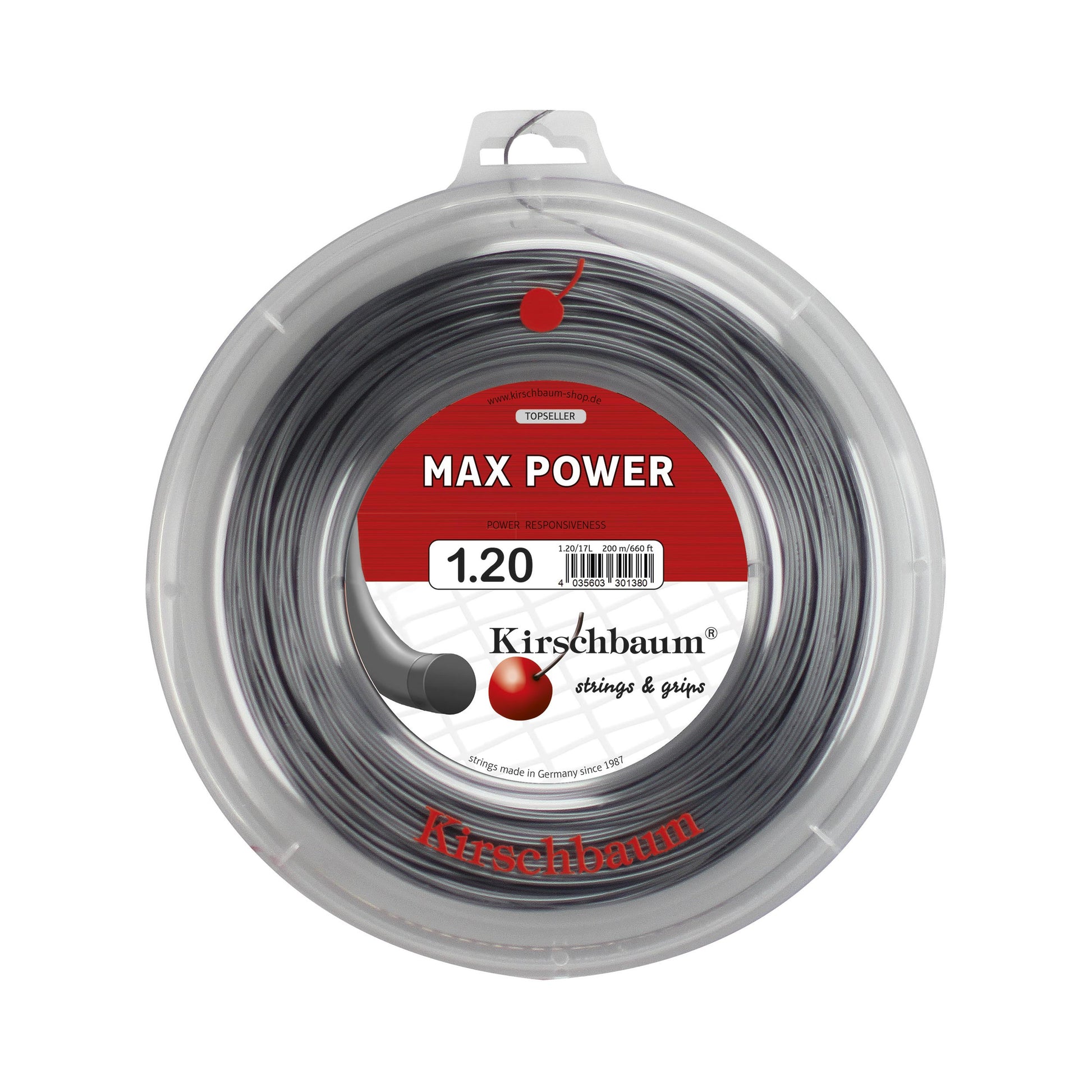 Kirschbaum Max Power Výplet-Role 200m-Antrazitová