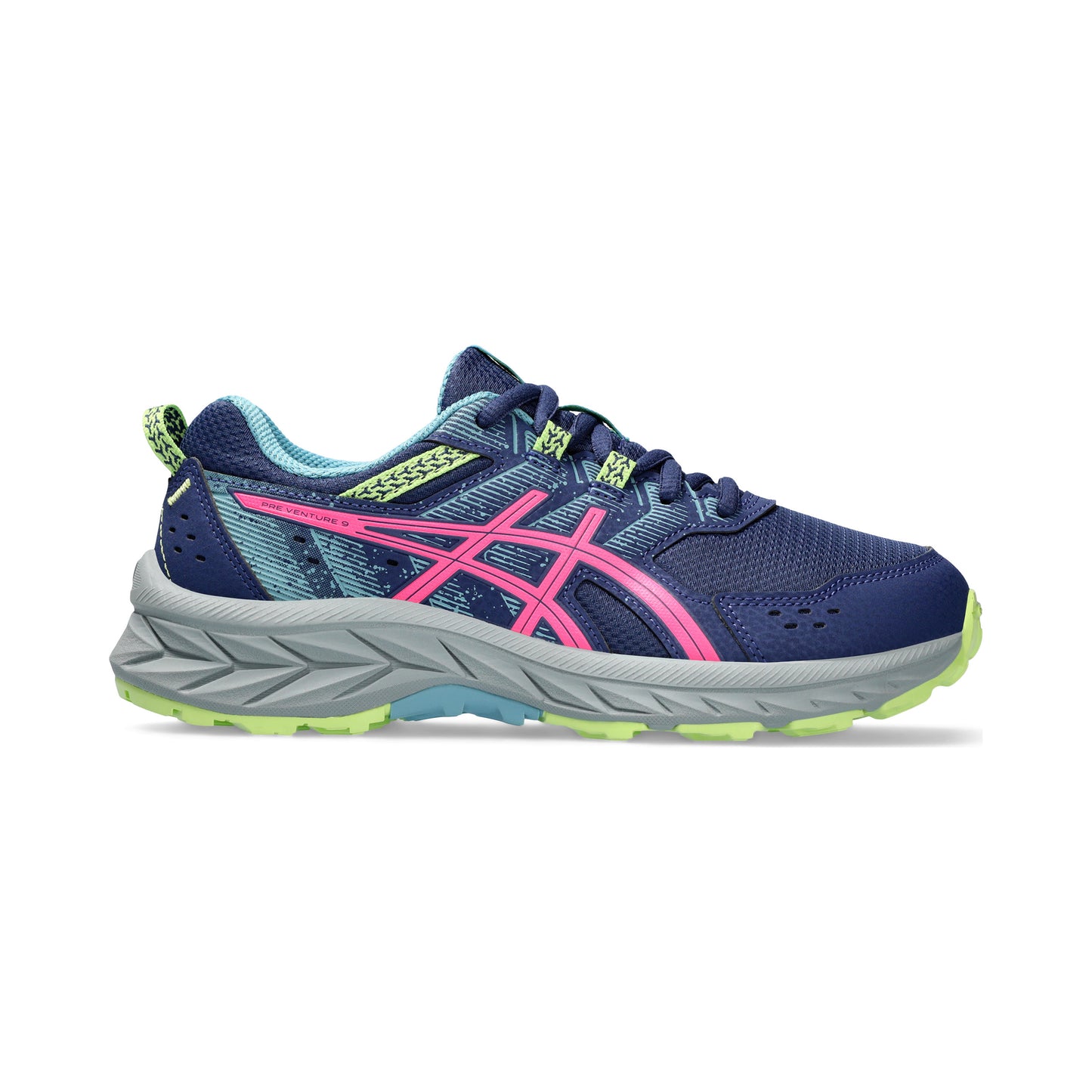 ASICS Pre-Venture 9 GS Obuv pro měkčí povrch,žádný asfalt Děti - tmavě modrá, růžová