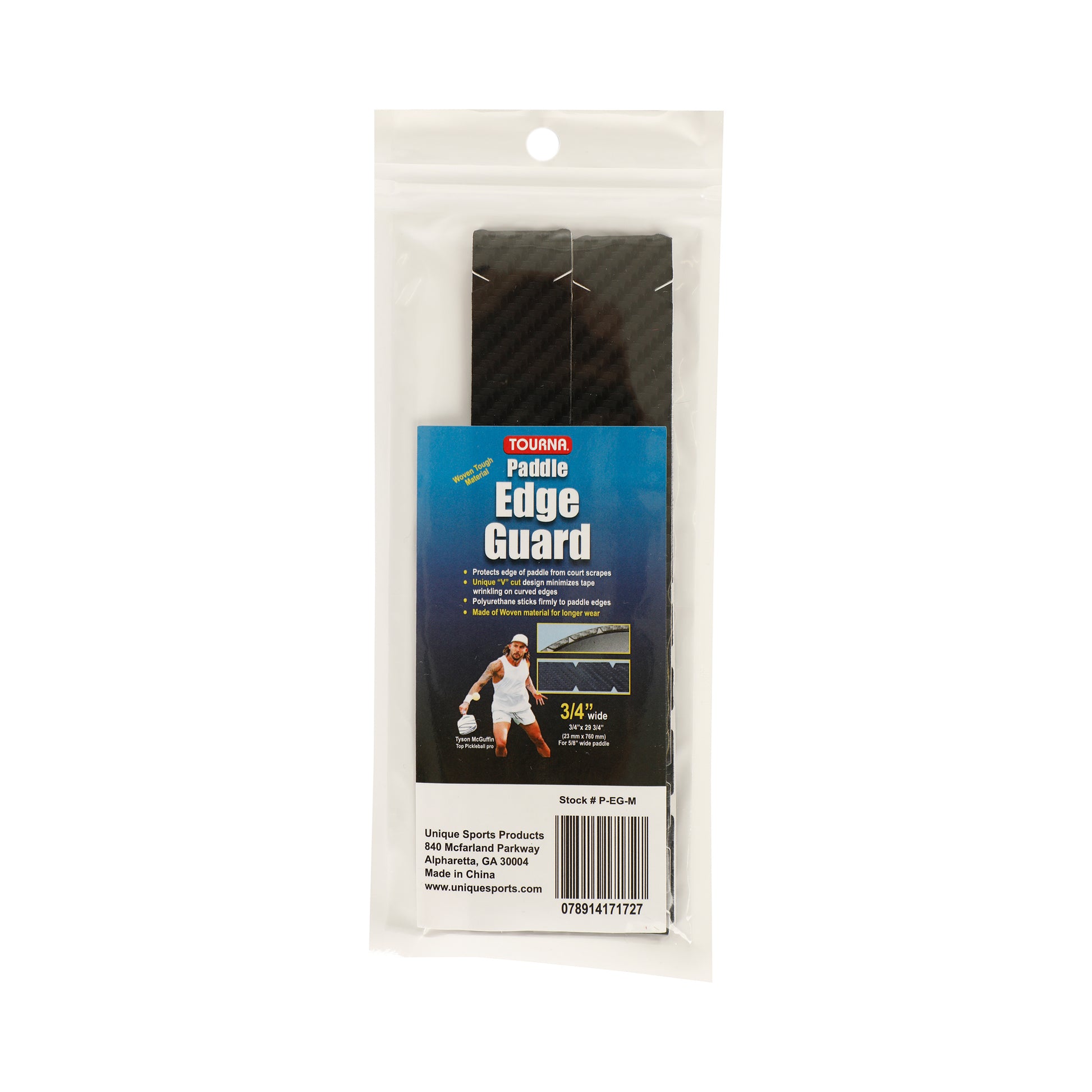 Tourna Padel Edge Guard Wooven 16mm Ochranná Páska Rámu Pro Pickleball-Černá