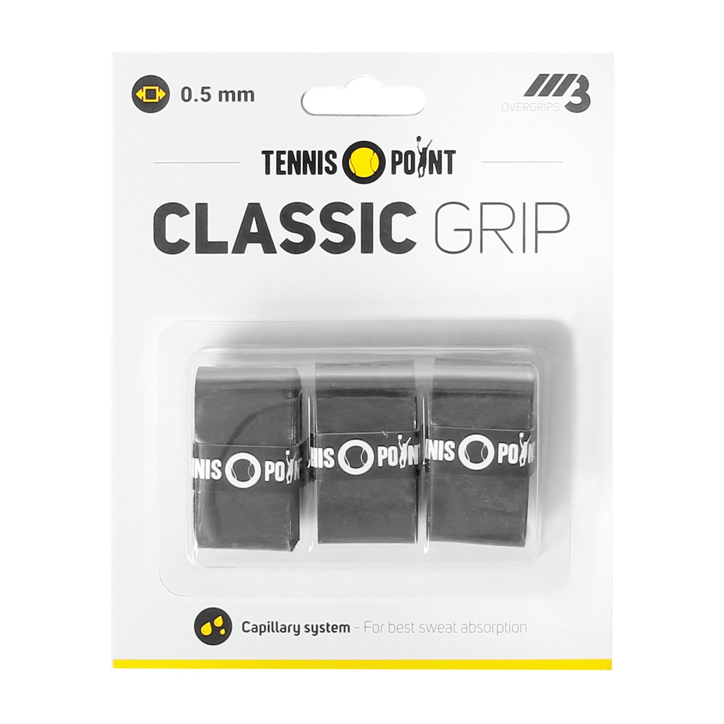 Tennis-Point Classic Grip 3ks v baleni - černá