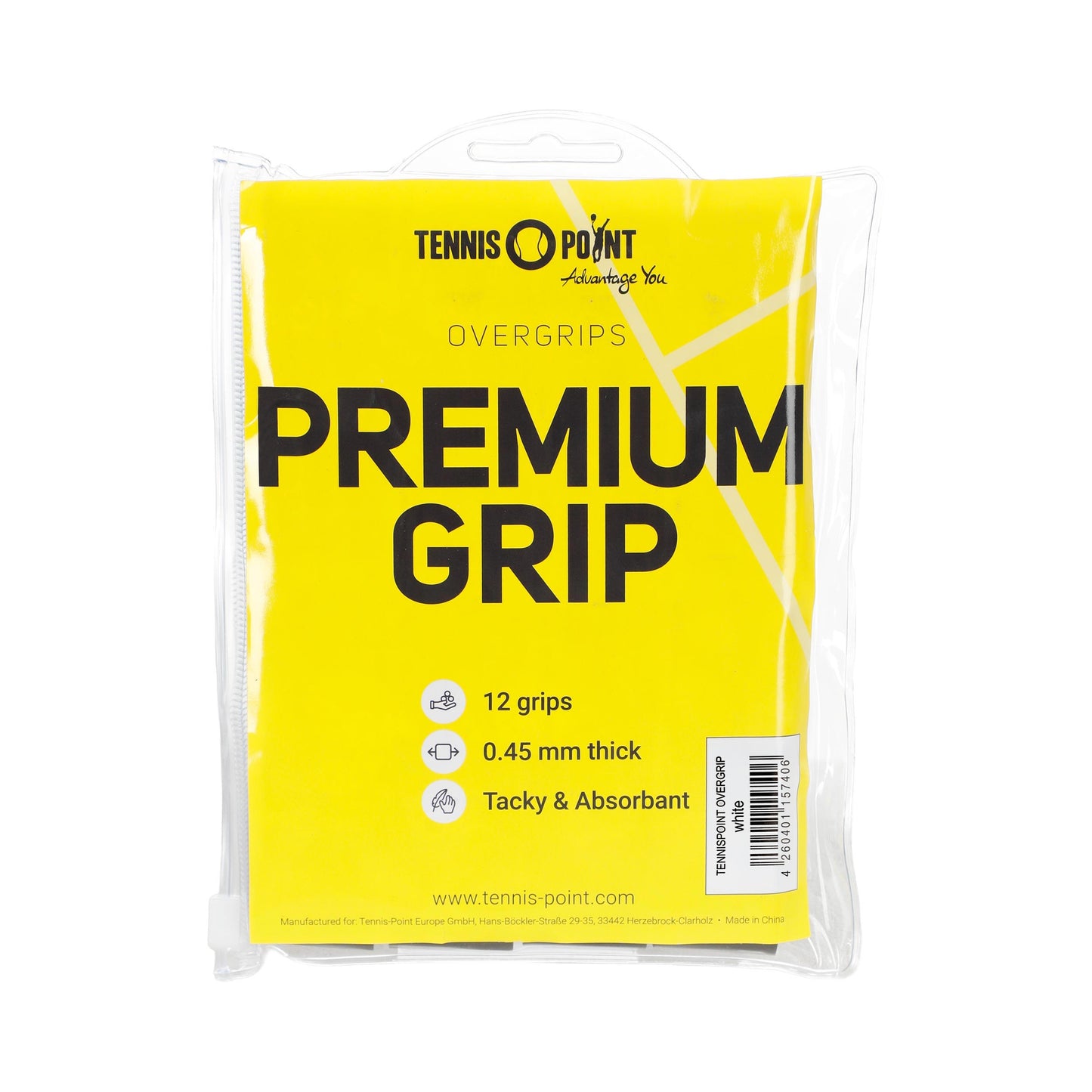 Tennis-Point Premium Grip 12ks Baleni-Bílá