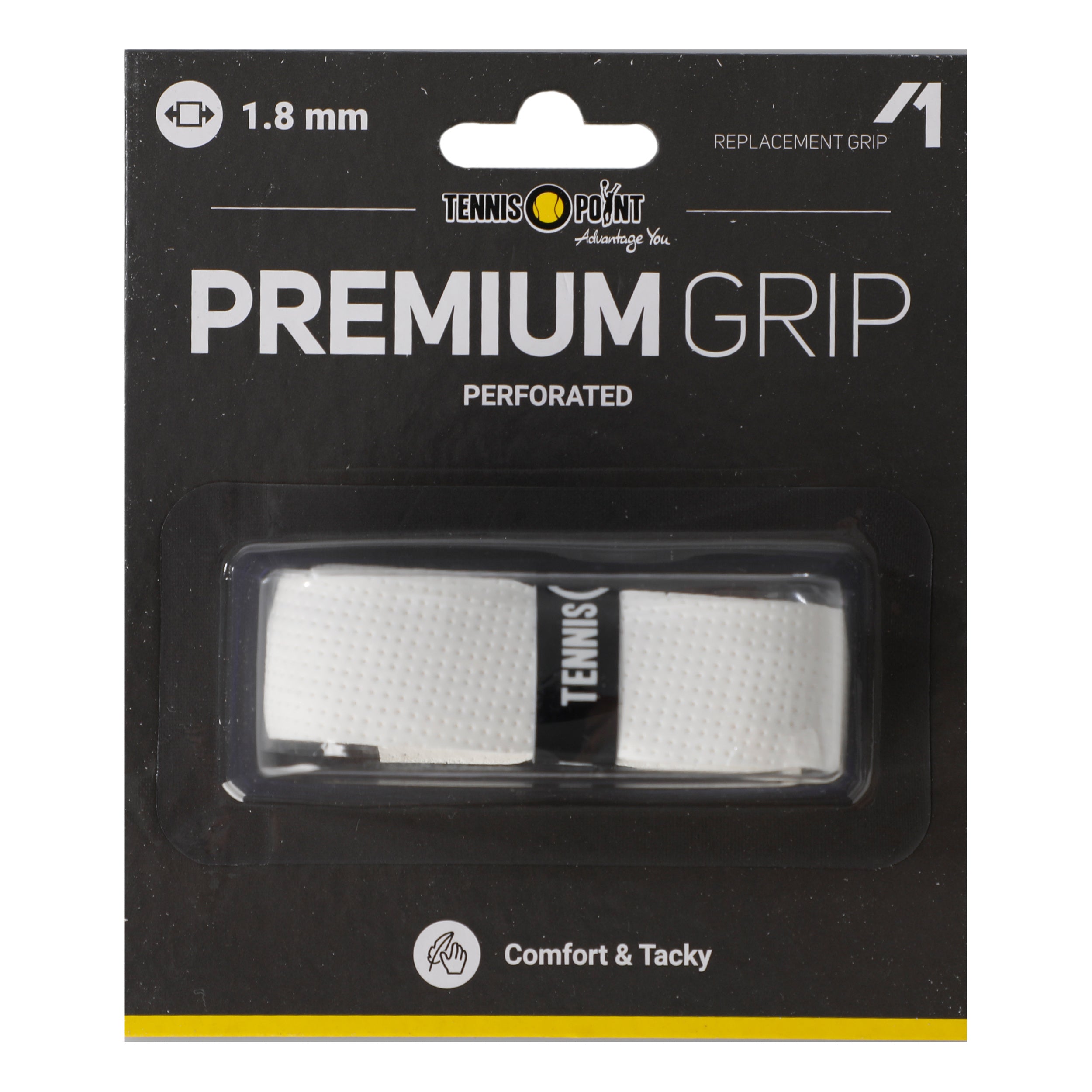 Tennis-Point Premium Grip Perforated 1ks V Balení-Bílá