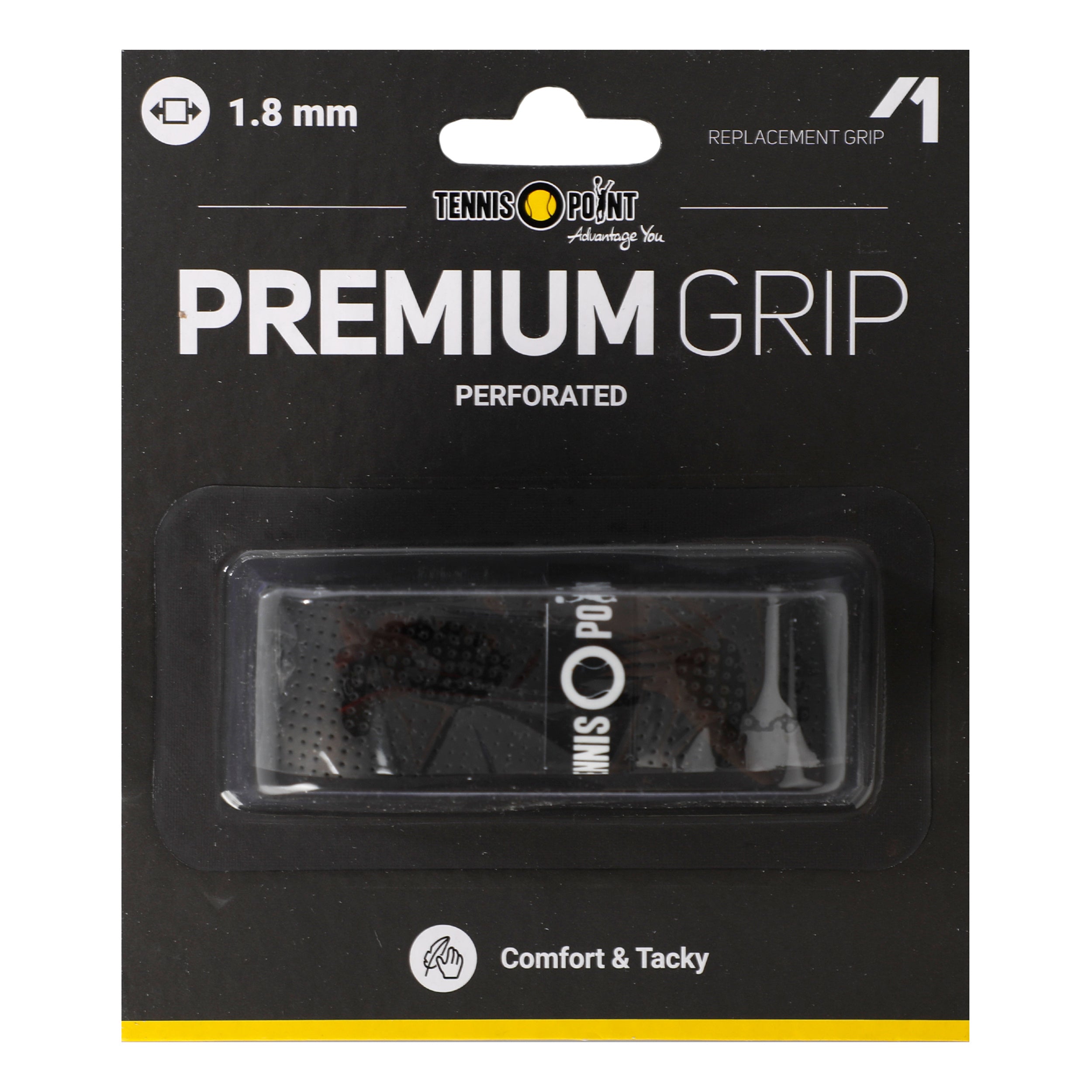 Tennis-Point Premium Grip Perforated 1ks V Balení-Černá