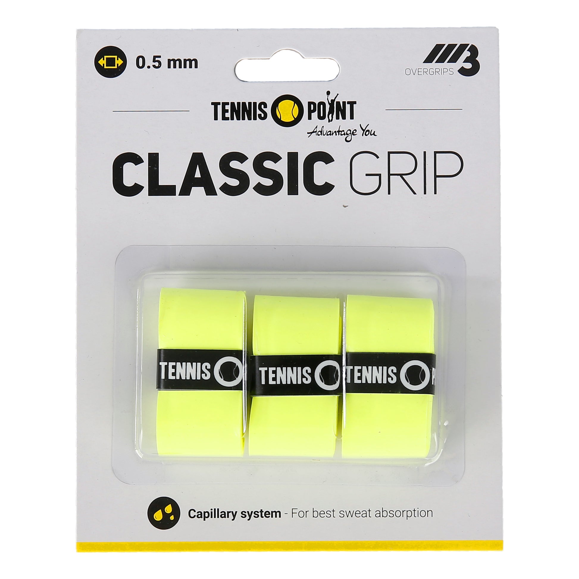 Tennis-Point Classic Grip 3ks v baleni - žlutá