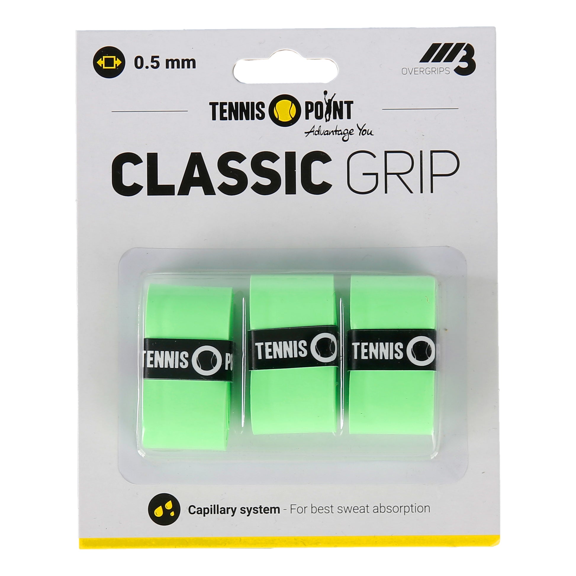 Tennis-Point Classic Grip 3ks v baleni - zelená