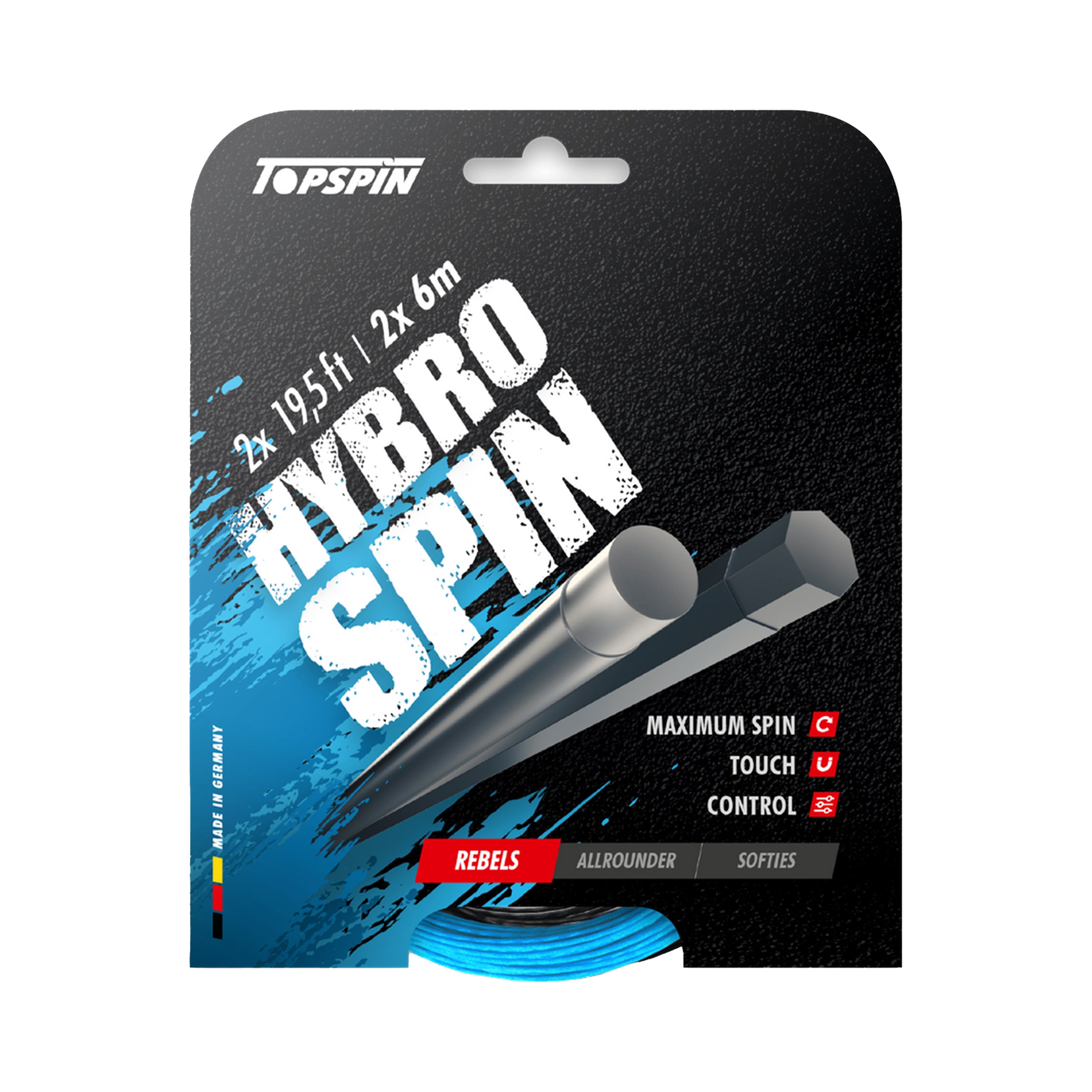 Topspin Hybro Spin 2 X 6m Výpletová Sada-Světle Modrá