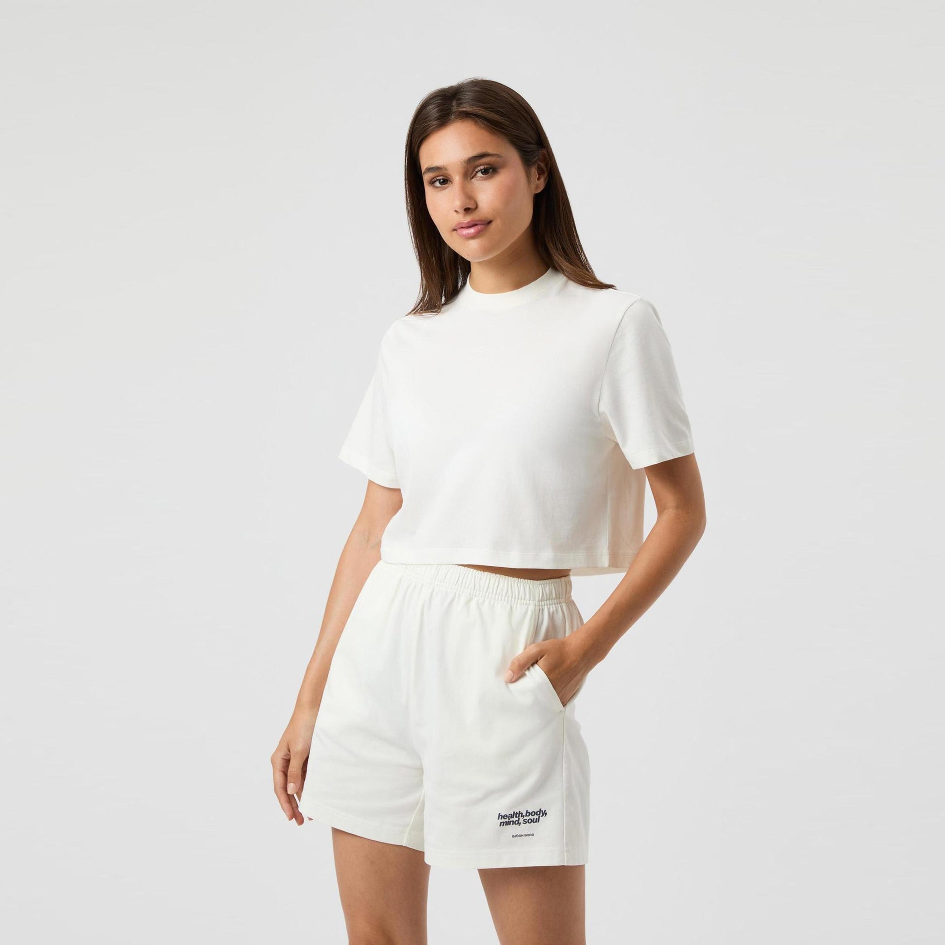 Björn Borg Studio Oversized Cropped Tričko Dámy-Krémová