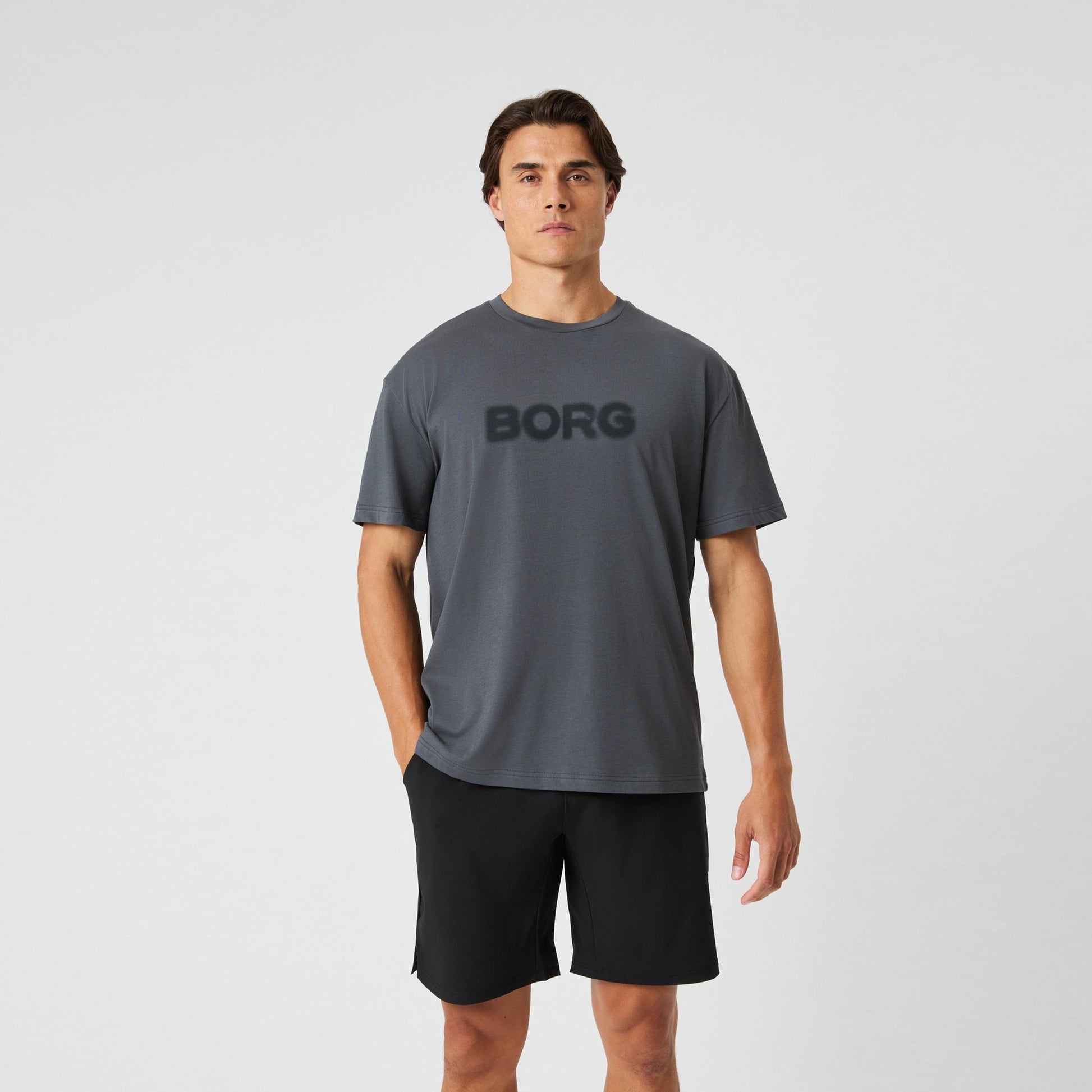 Björn Borg Borg Gym Oversized Tričko Muži-Tmavě Šedá