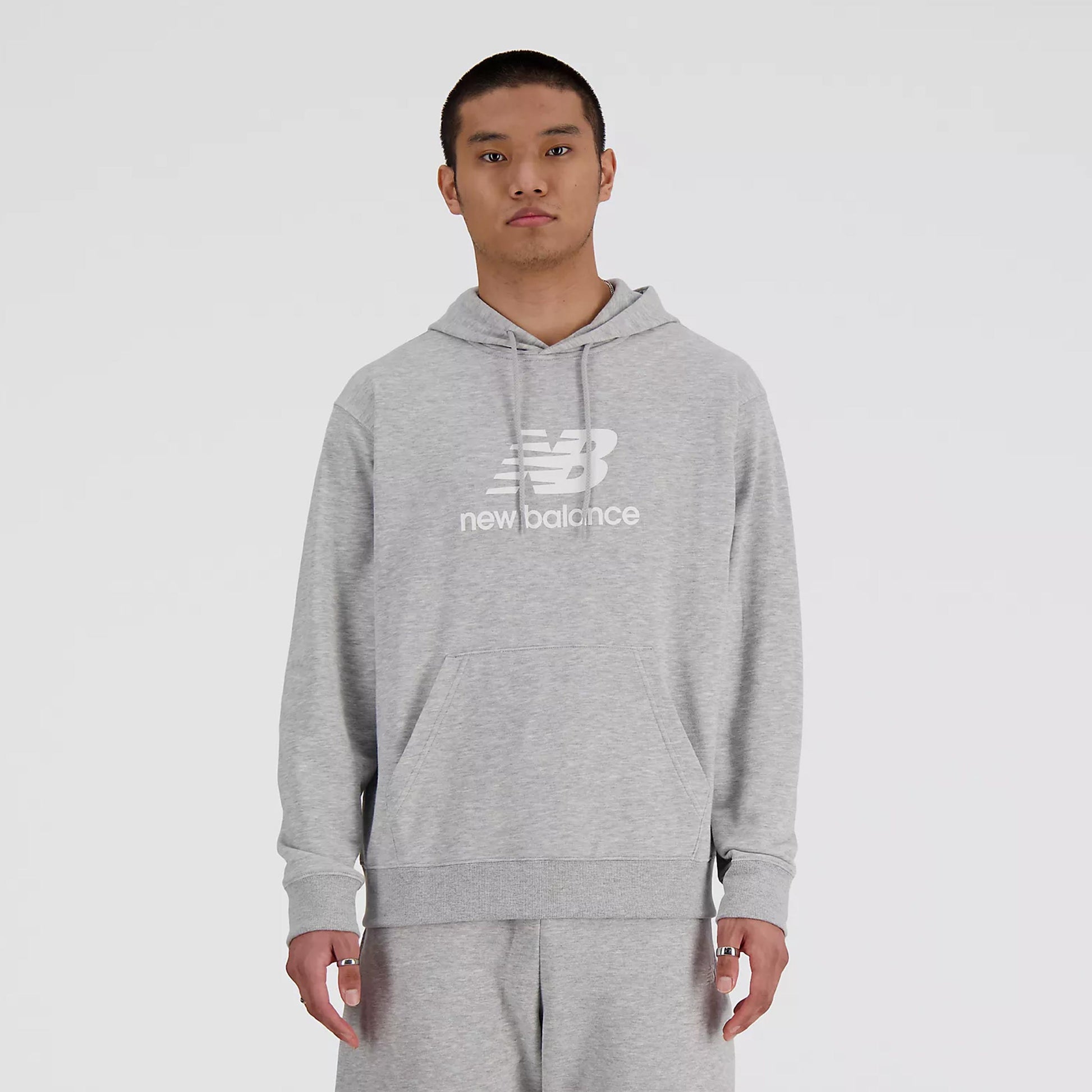 New Balance French Terry Logo Hoodie Hoody Muži-Šedá
