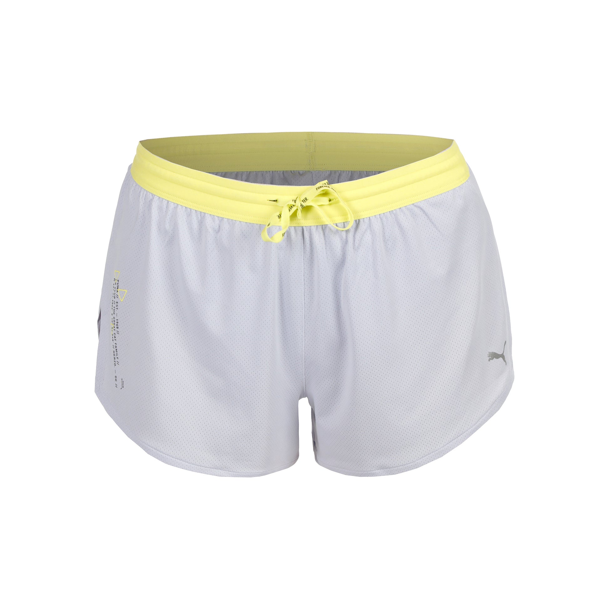 Puma Knit 3in Split Běžecké šortky Dámy - světle šedá, žlutá
