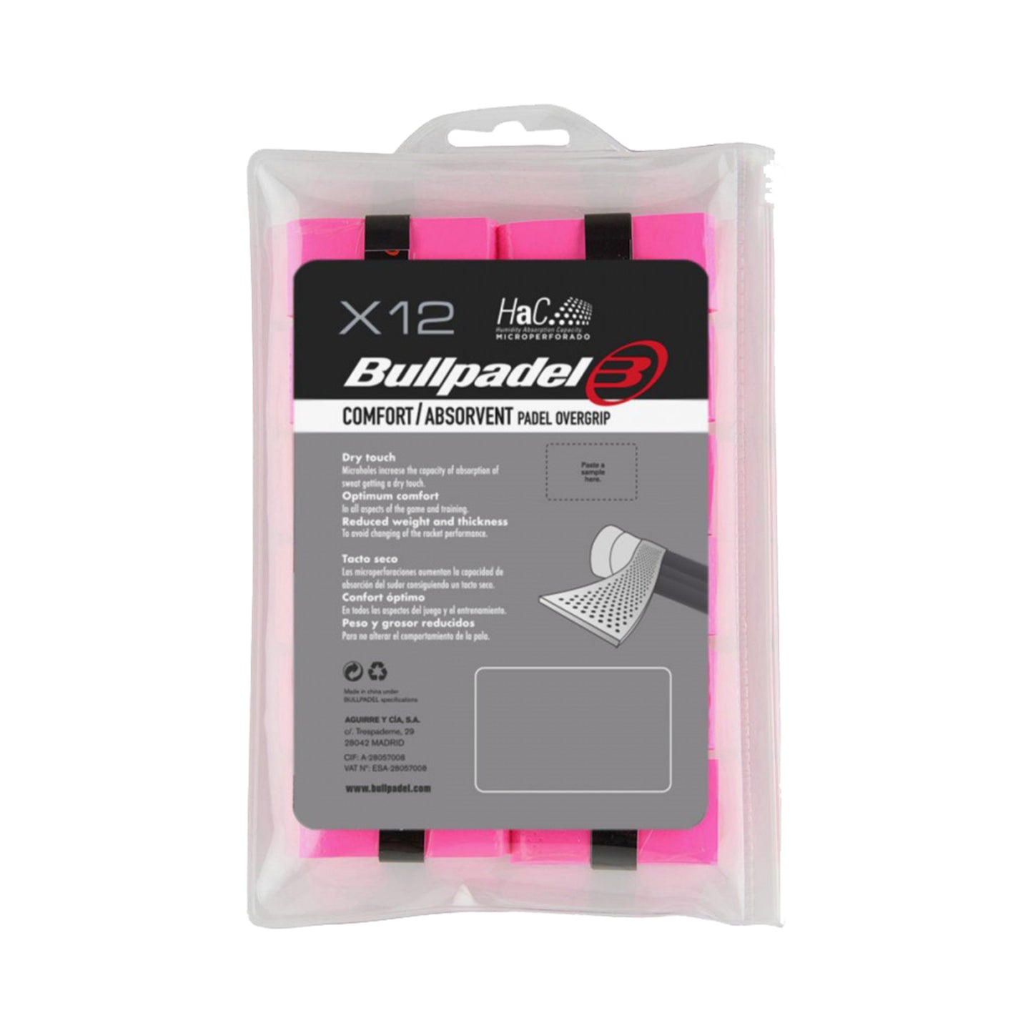 Bullpadel GB-1601 PACK 12 COMFORT ABSORBENT-Růžová