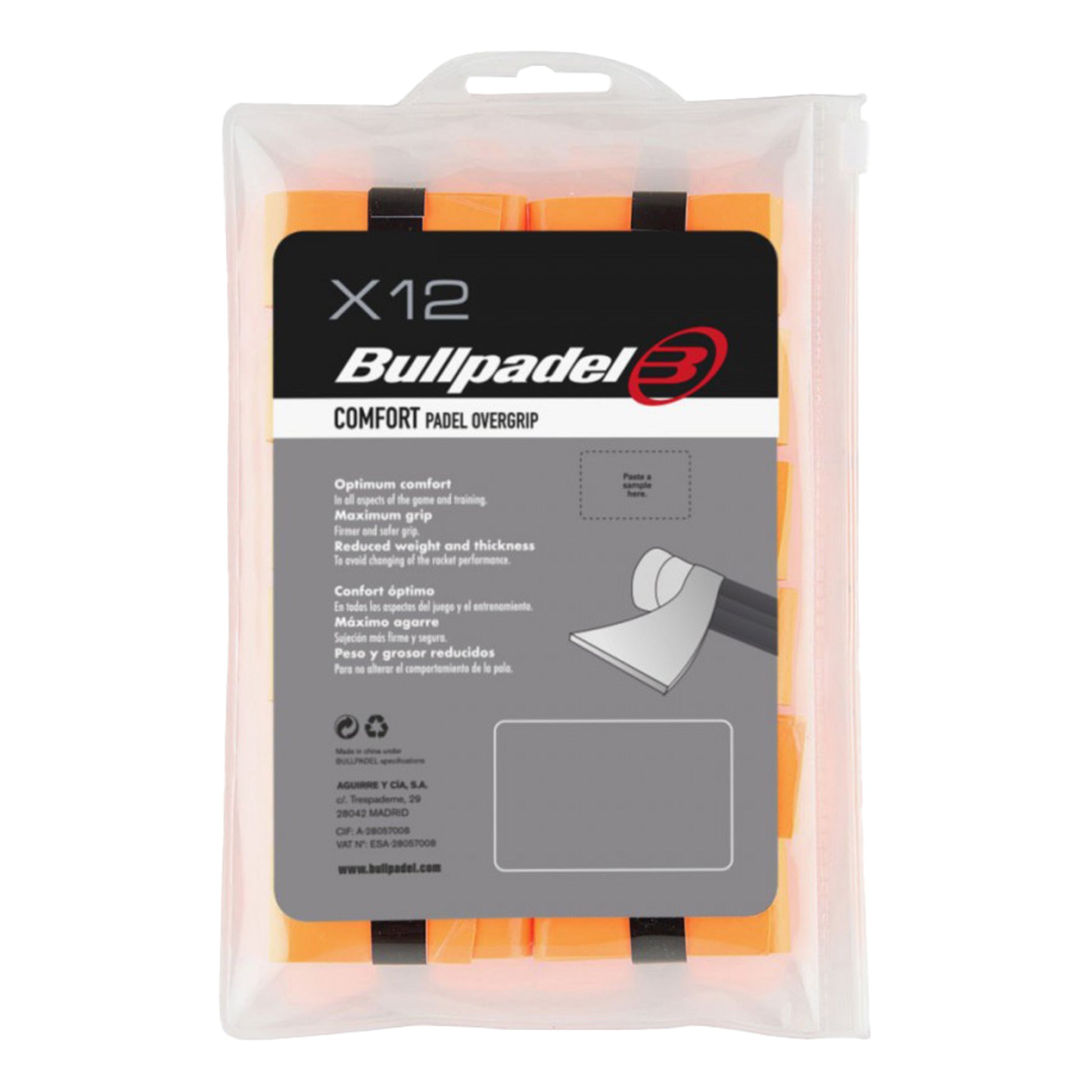 Bullpadel GB-1600 PACK 12 COMFORT-Neonově Oranžová