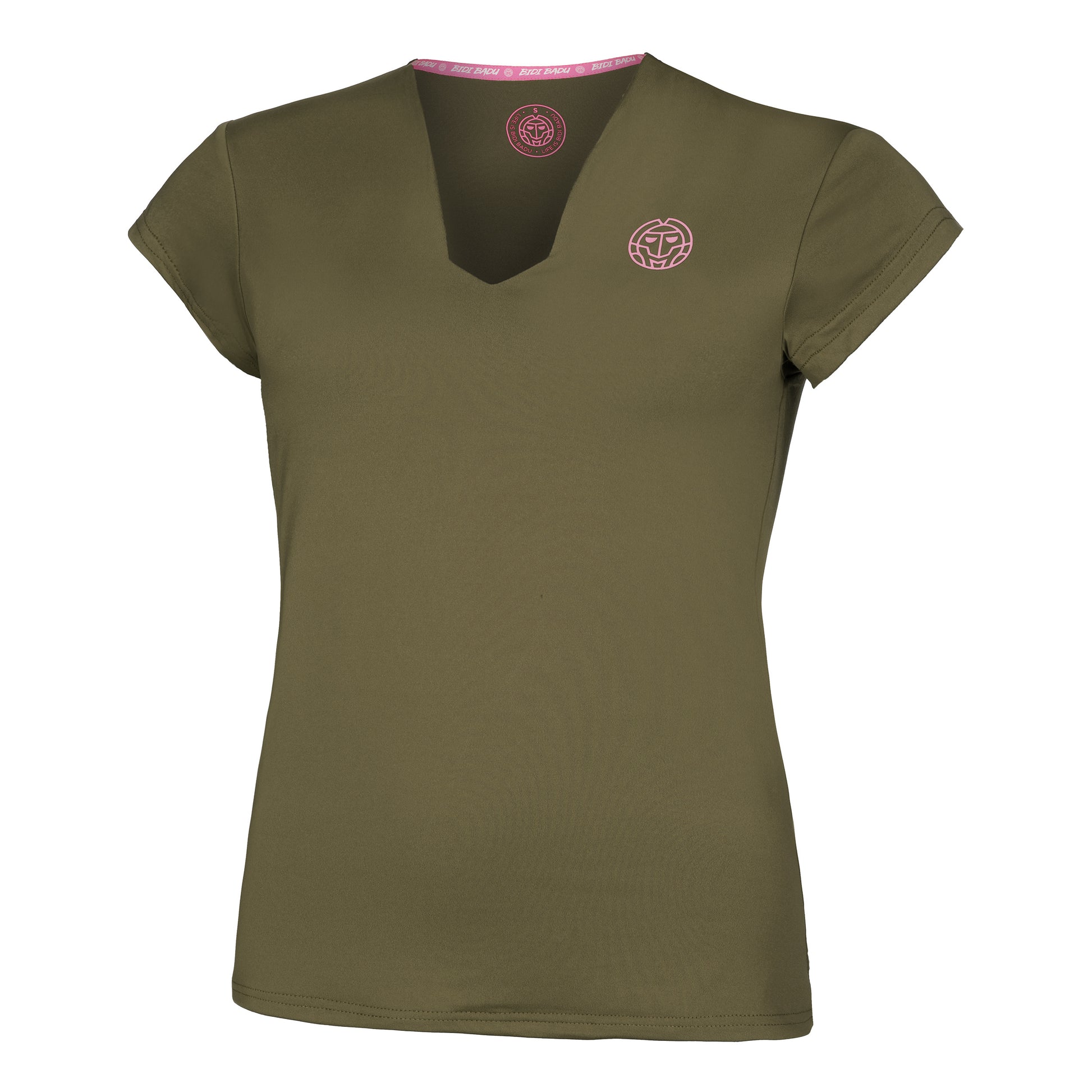 BIDI BADU Crew V-Neck Tričko Dámy - olivová,