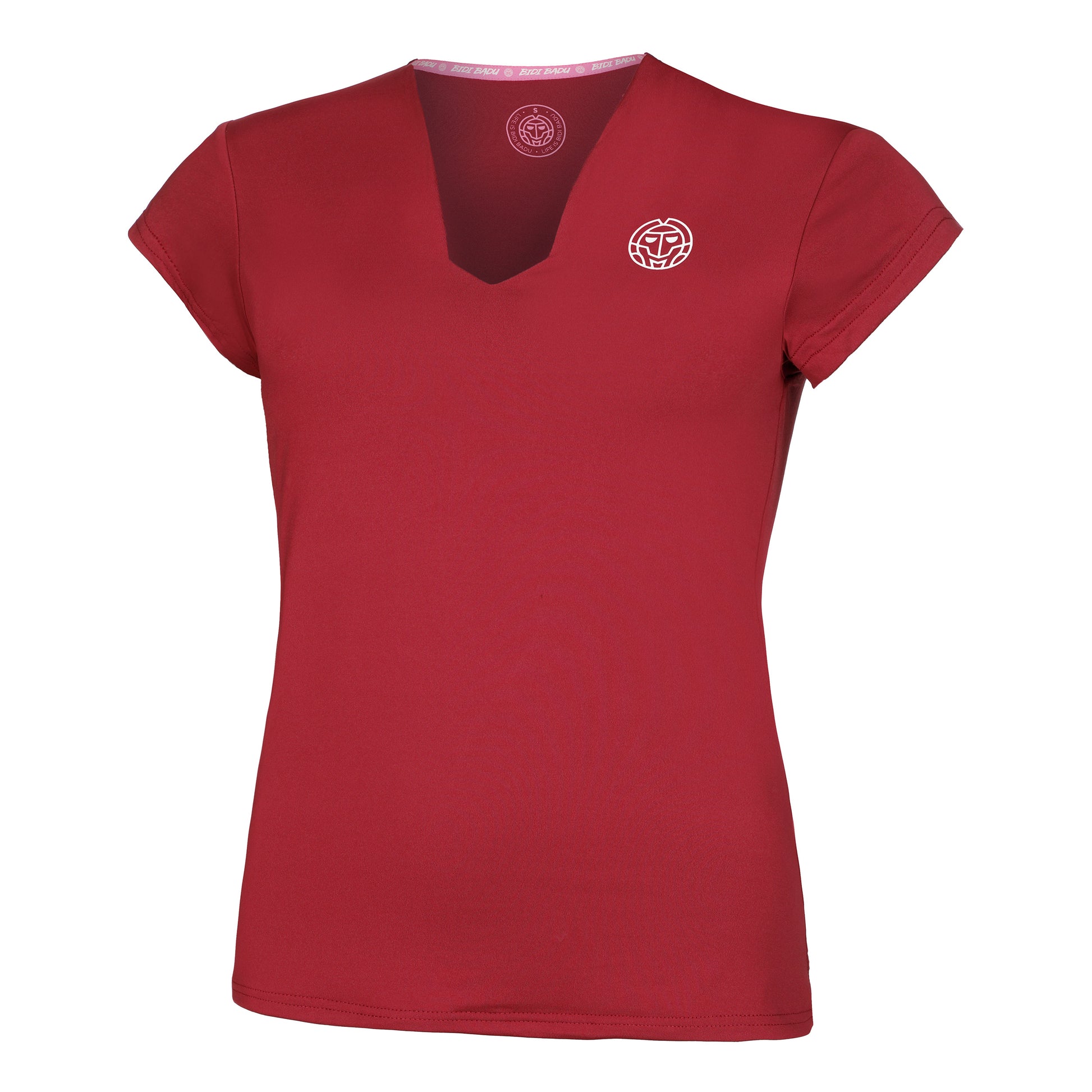 BIDI BADU Crew V-Neck Tričko Dámy - tmavě červená,