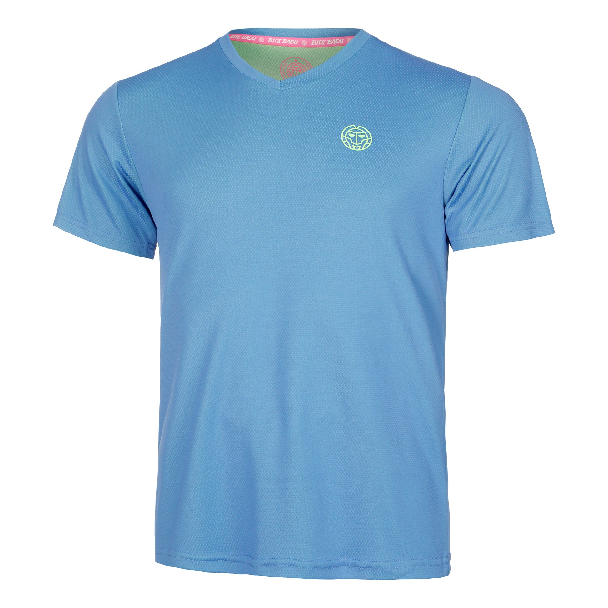 BIDI BADU Crew Inside Out V-Neck Tričko Muži-Modrá,Neonově Zelená