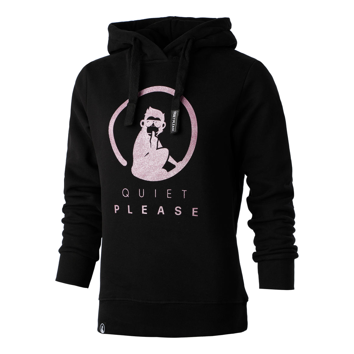 Quiet Please Baseline Logo Glitter Hoody Dámy - černá, růžová