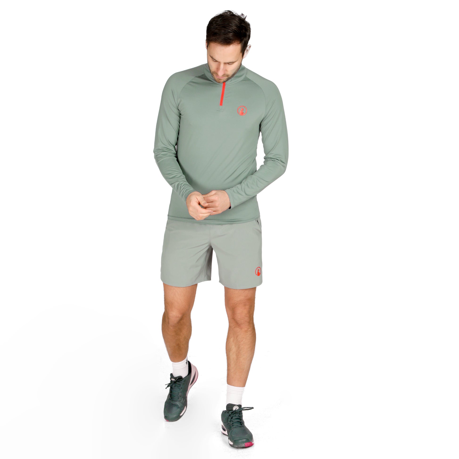 Quiet Please Big Serve 1/4 Zip S dlouhým rukávem Muži - šalvěj, červená
